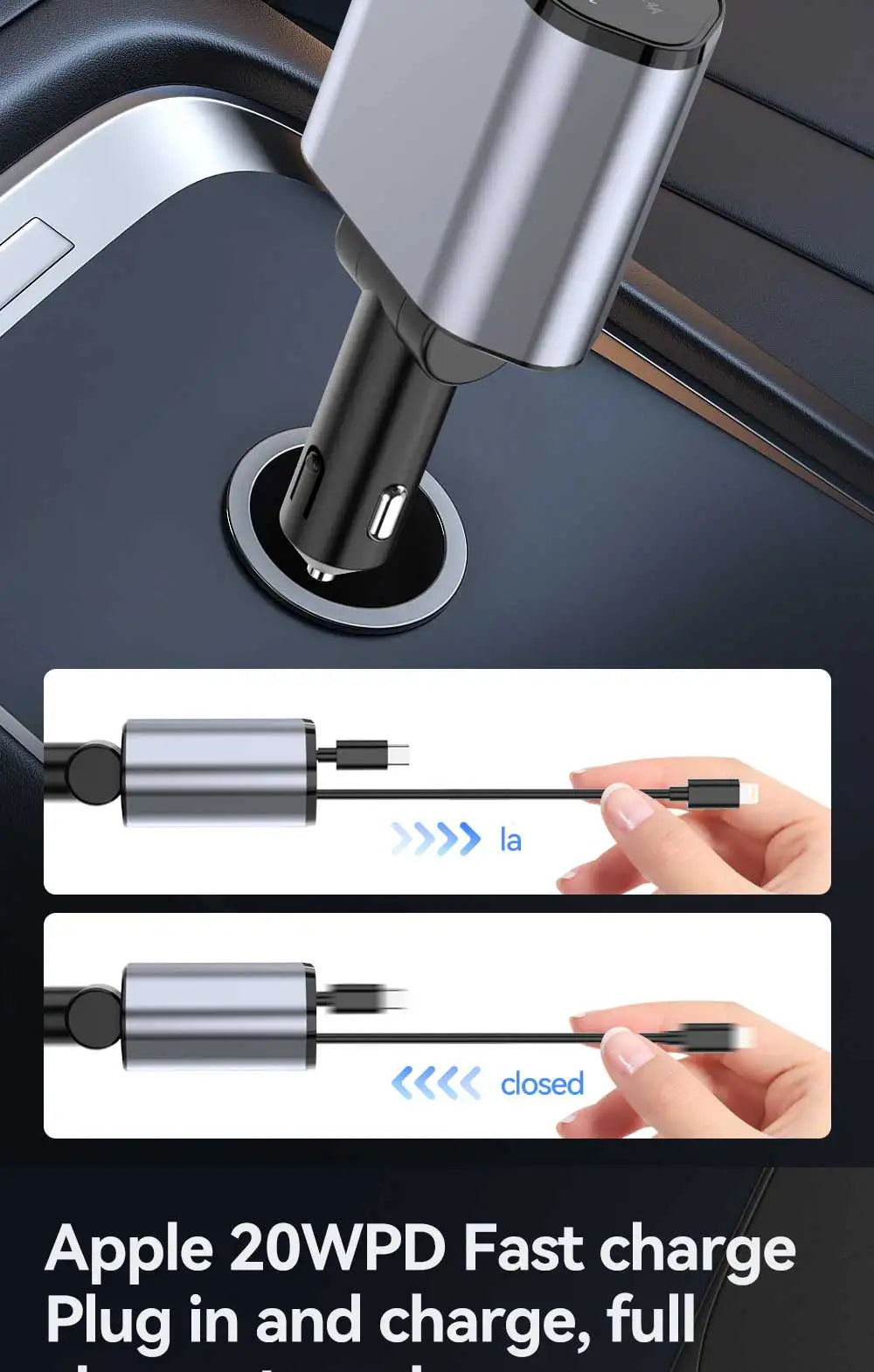 120W 4 in 1 Car Charger Retractable