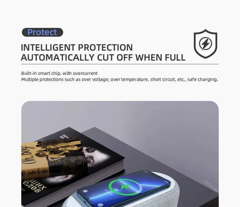 Wireless Charger Alarm Clock Time LED