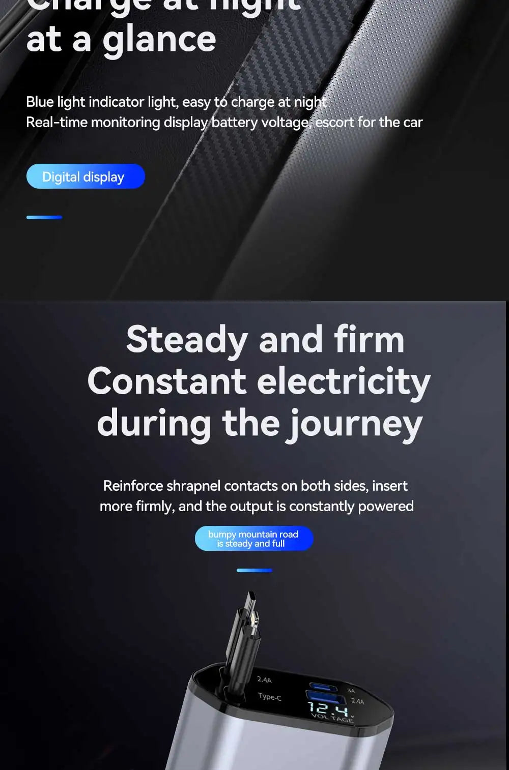 120W 4 in 1 Car Charger Retractable