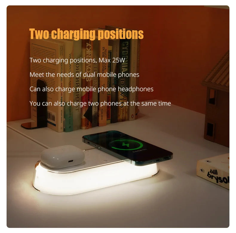 Wireless Charger Alarm Clock Time LED