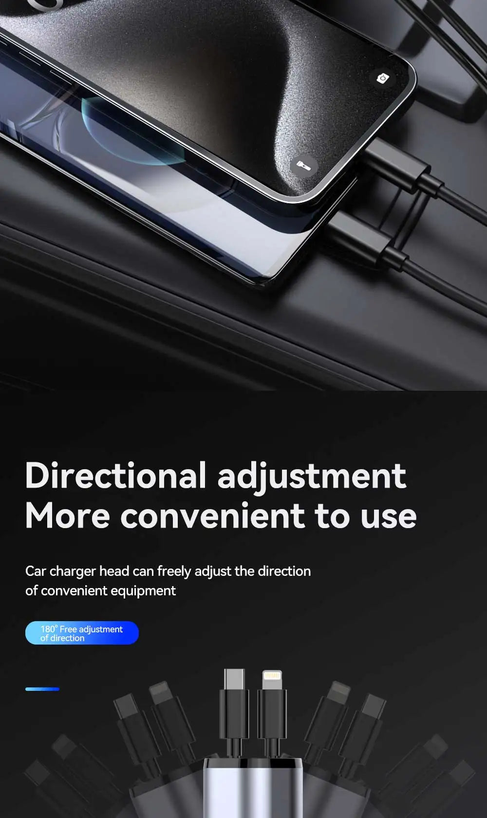 120W 4 in 1 Car Charger Retractable