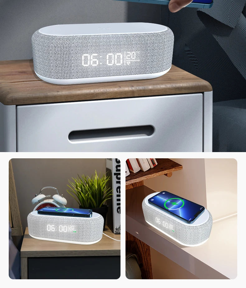 Wireless Charger Alarm Clock Time LED
