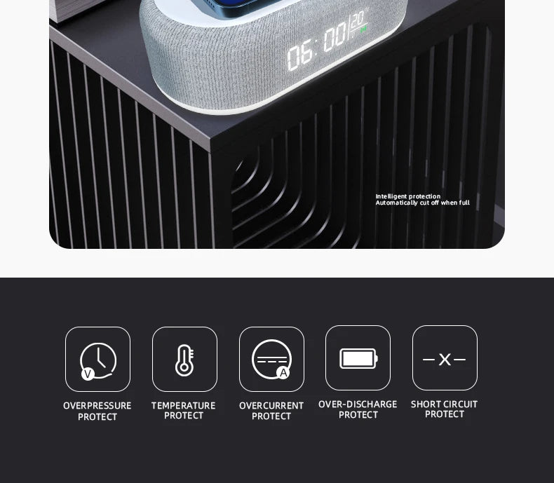 Wireless Charger Alarm Clock Time LED