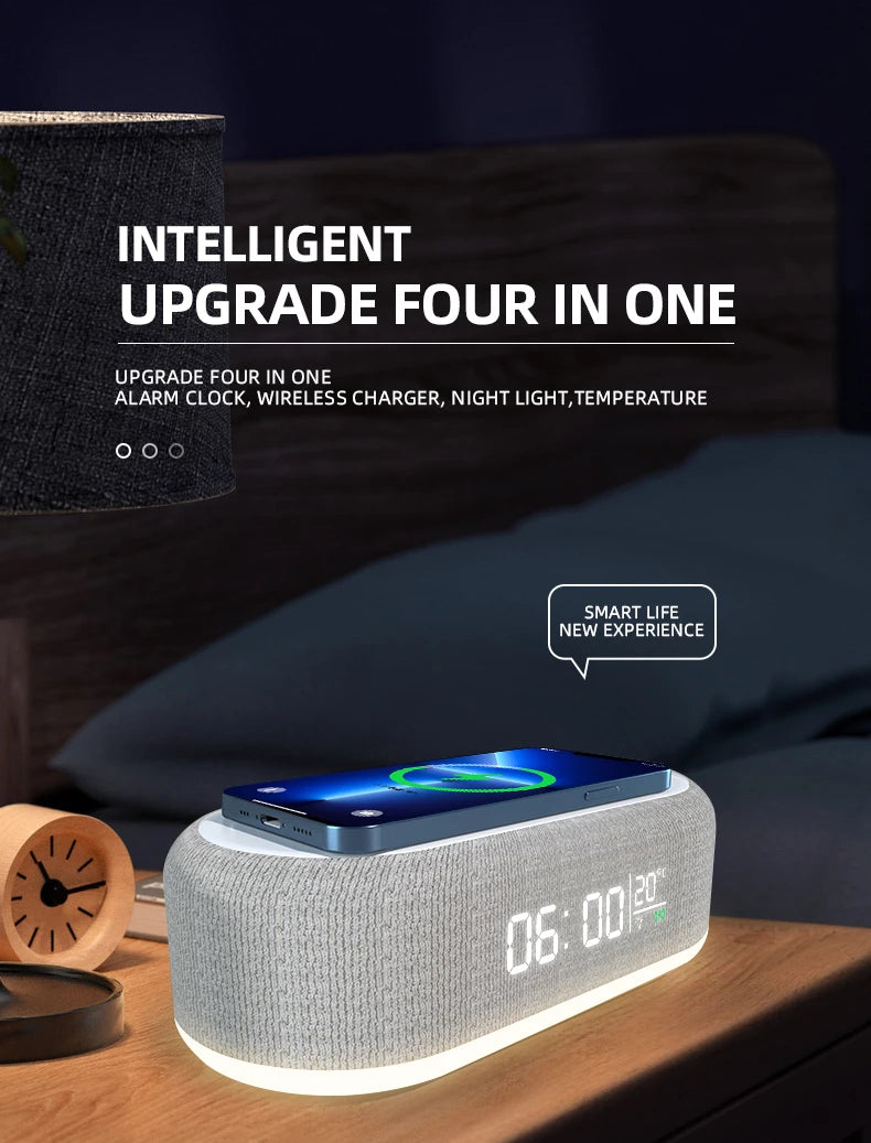 Wireless Charger Alarm Clock Time LED