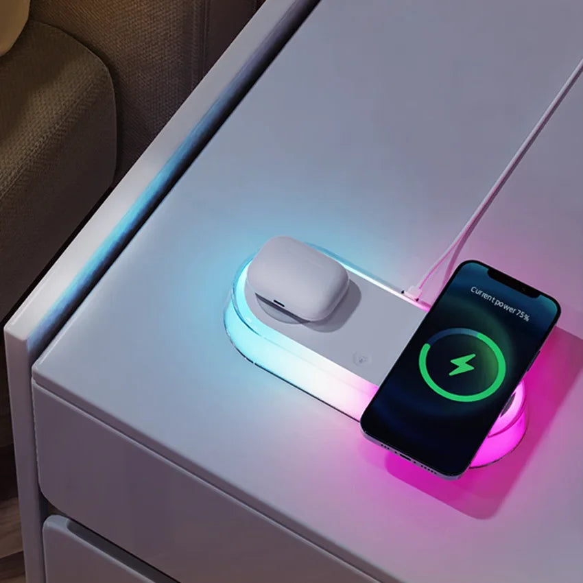 Wireless Charger Alarm Clock Time LED