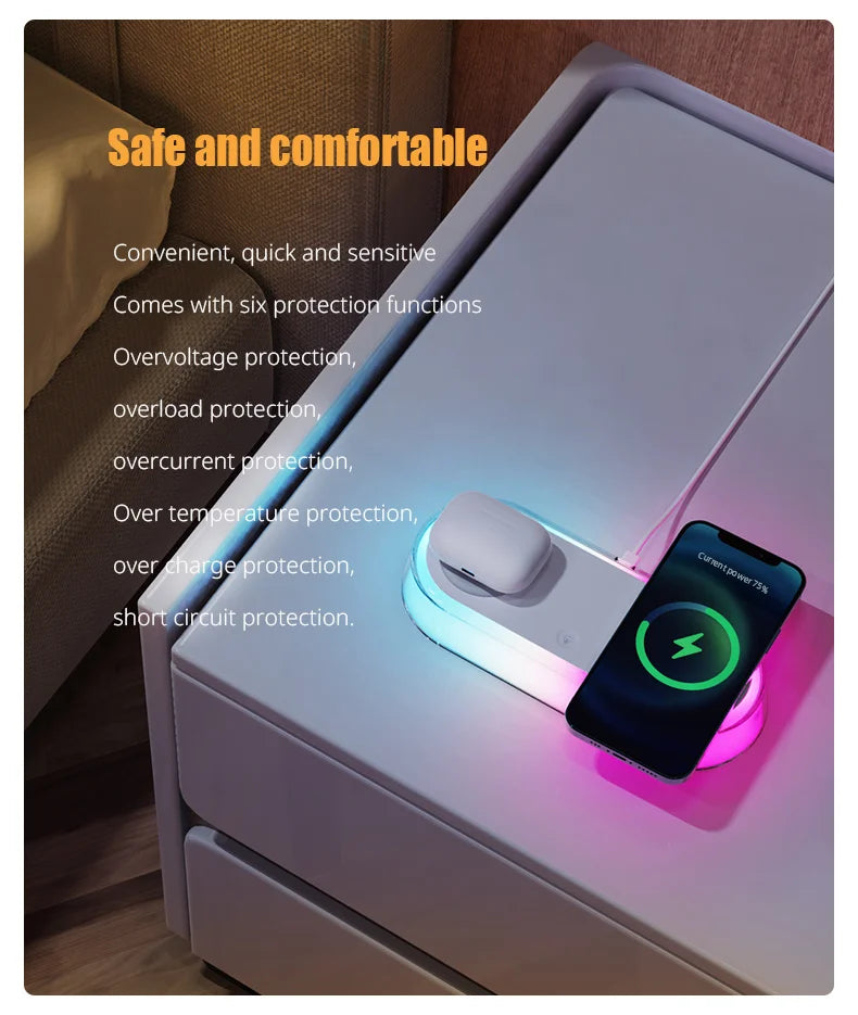 Wireless Charger Alarm Clock Time LED