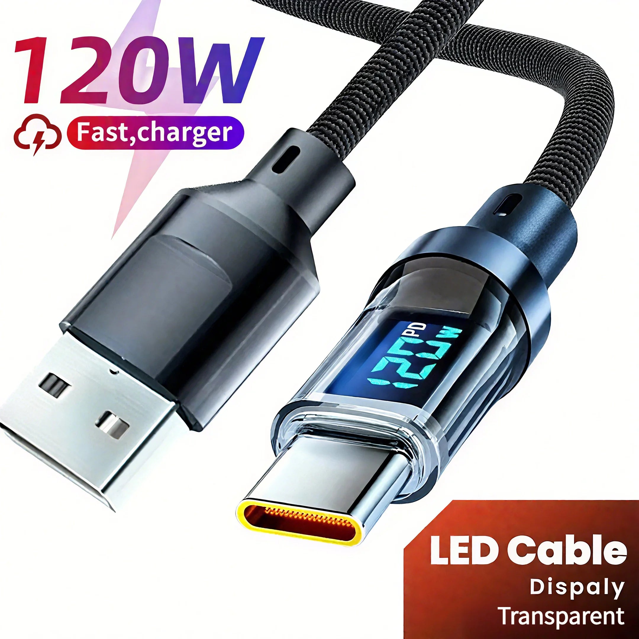 120W USB to Type C Cable