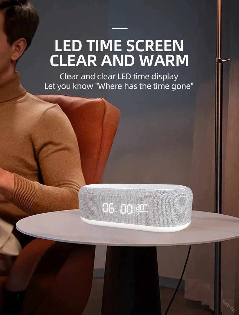 Wireless Charger Alarm Clock Time LED
