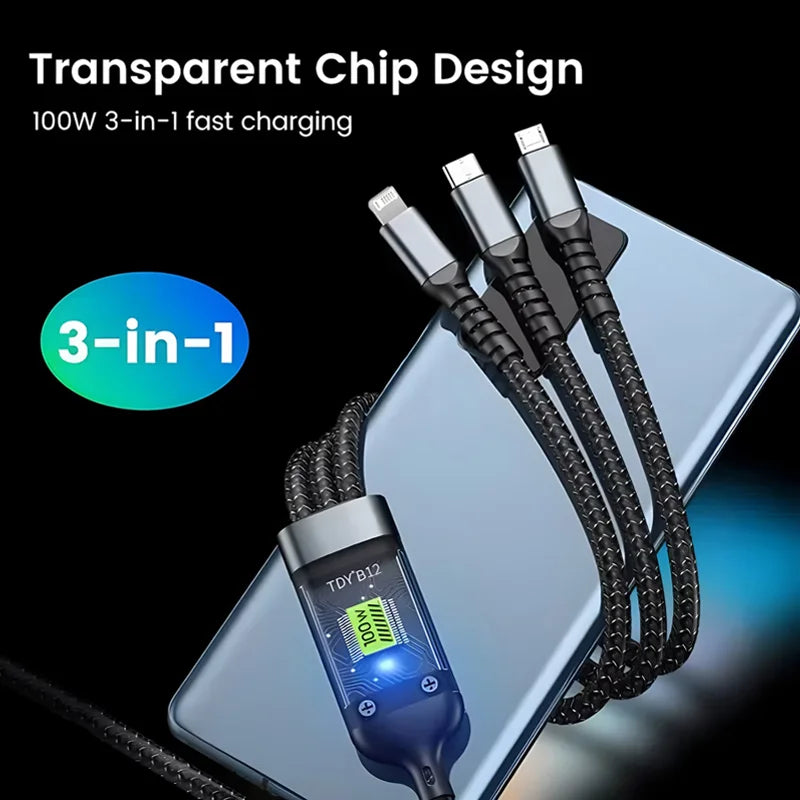 3-in-1 100W Fast Charging Cable