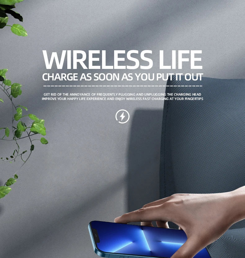 Wireless Charger Alarm Clock Time LED