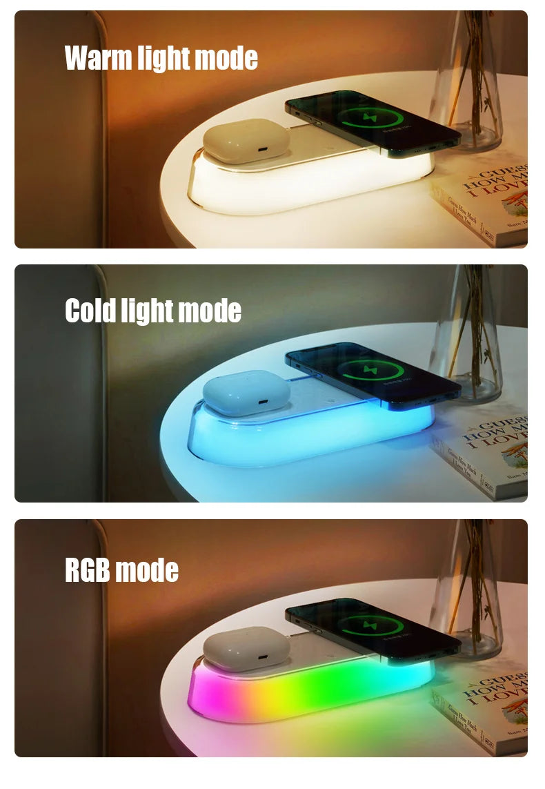 Wireless Charger Alarm Clock Time LED