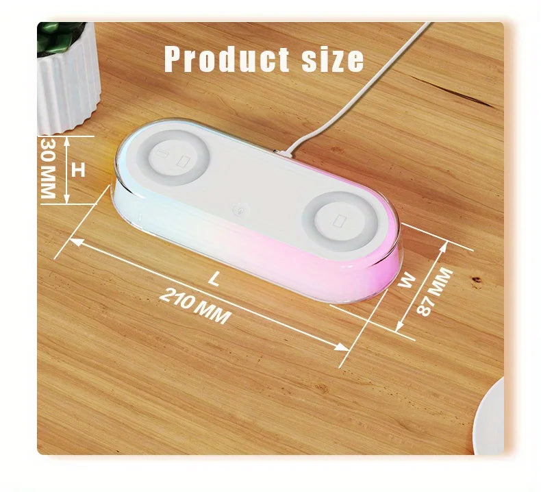 Wireless Charger Alarm Clock Time LED