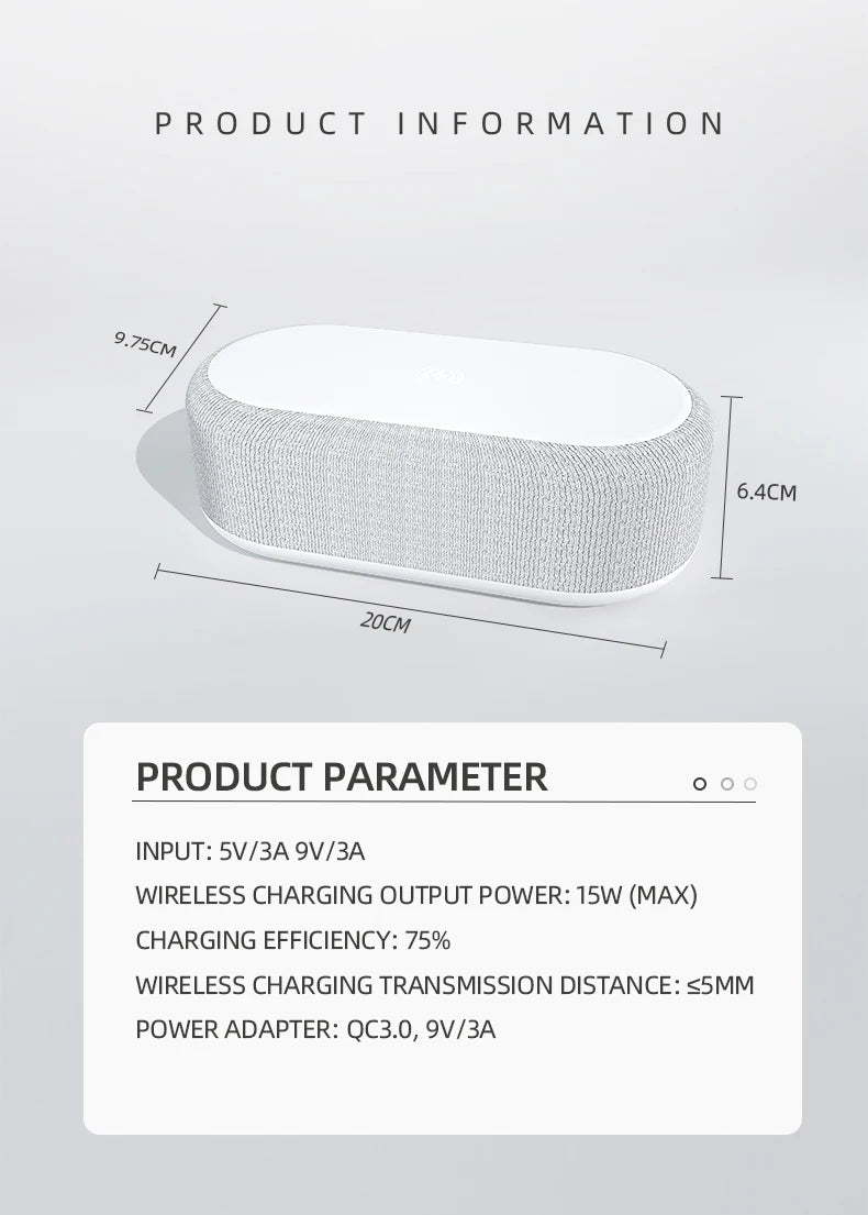 Wireless Charger Alarm Clock Time LED