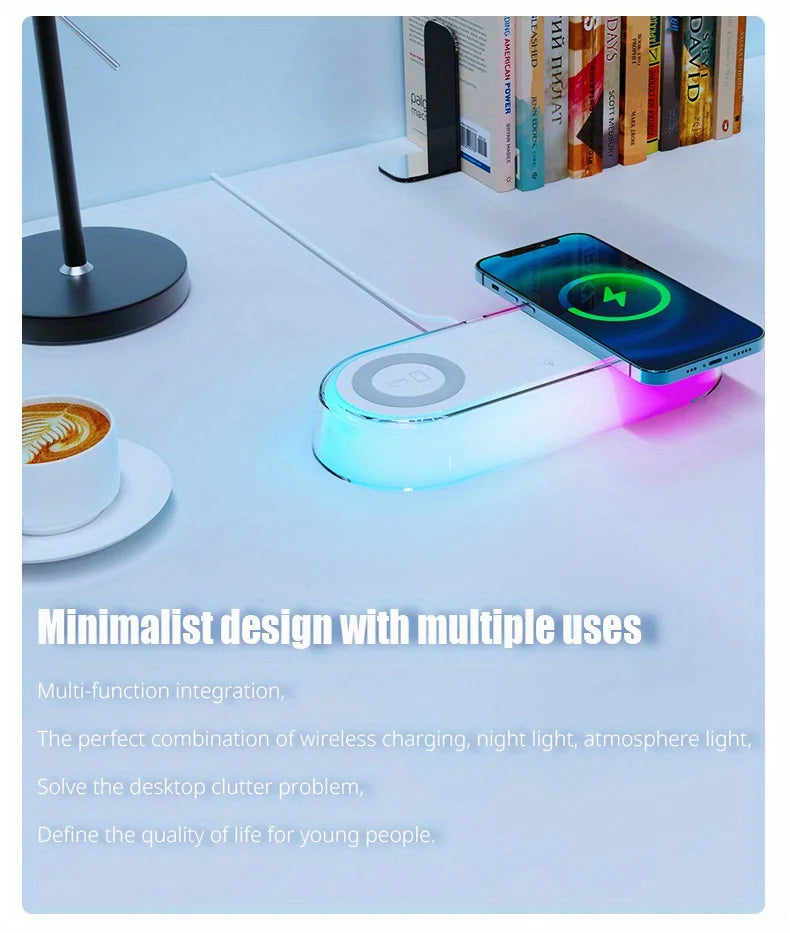 Wireless Charger Alarm Clock Time LED
