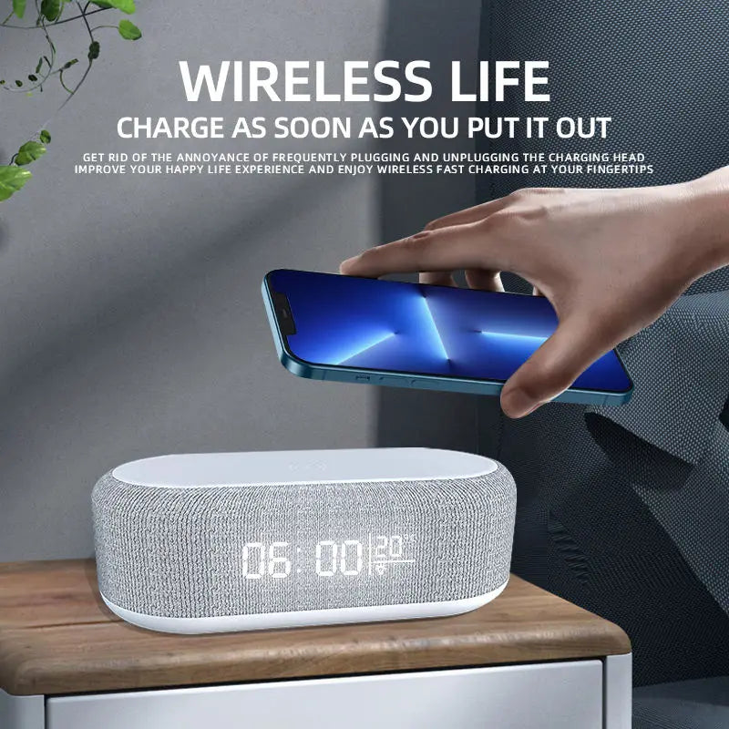 Wireless Charger Alarm Clock Time LED