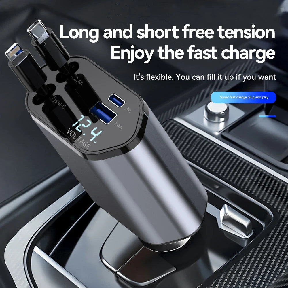 120W 4 in 1 Car Charger Retractable