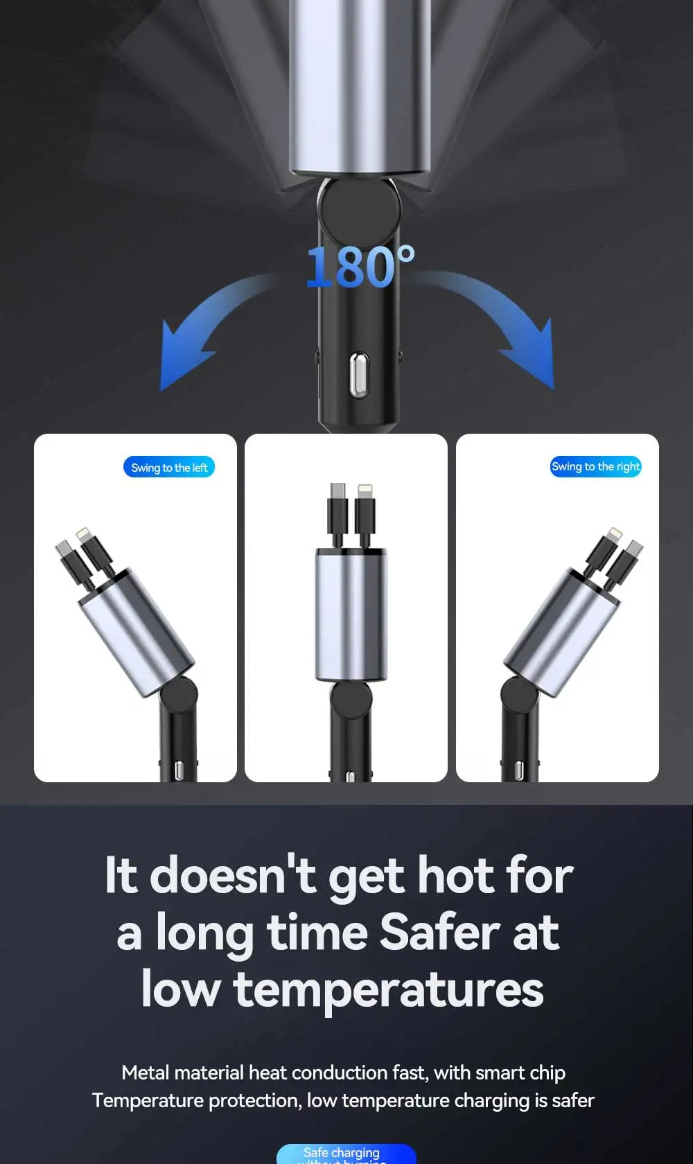 120W 4 in 1 Car Charger Retractable