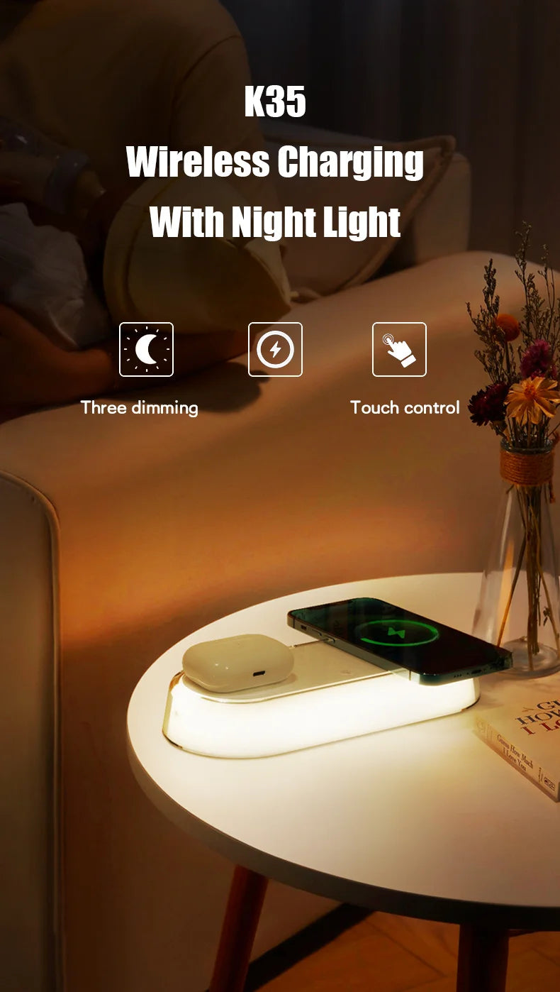 Wireless Charger Alarm Clock Time LED